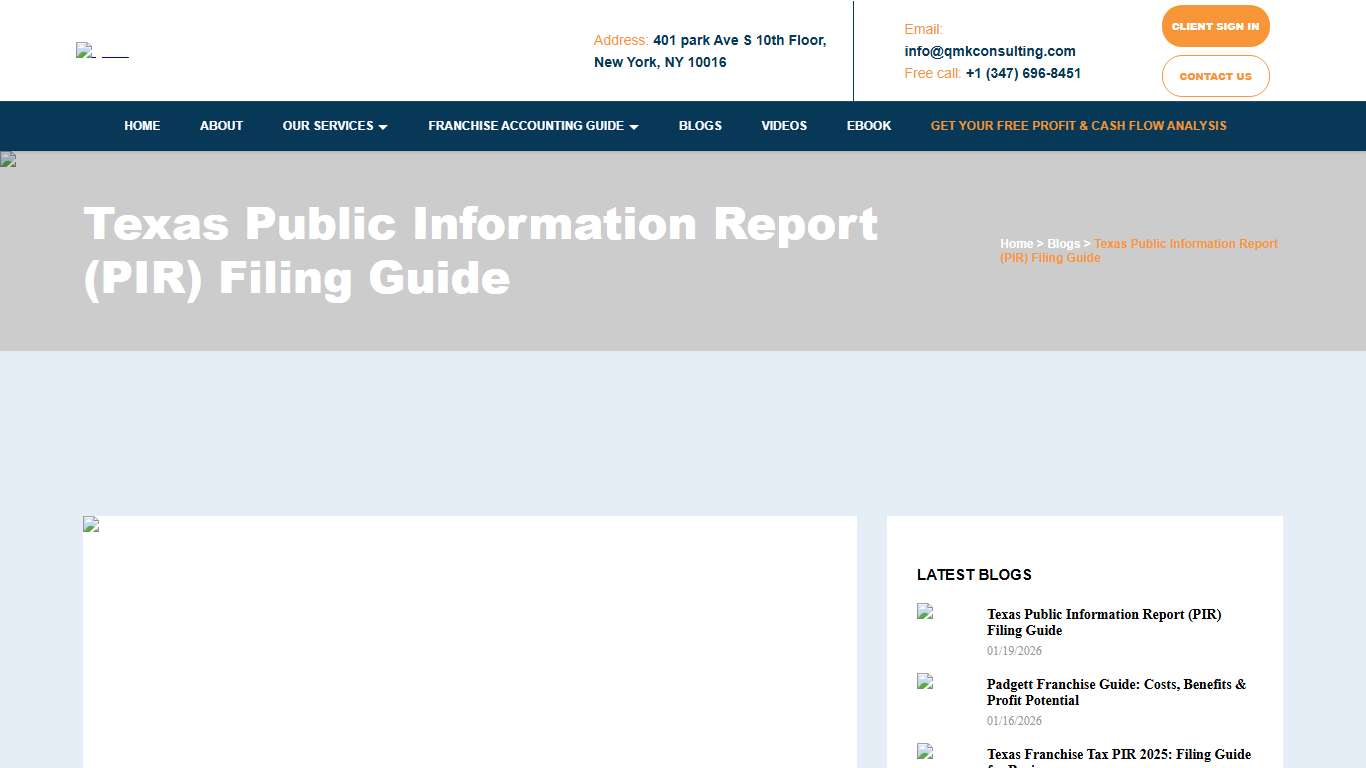 Texas Public Information Report (PIR) Filing Guide