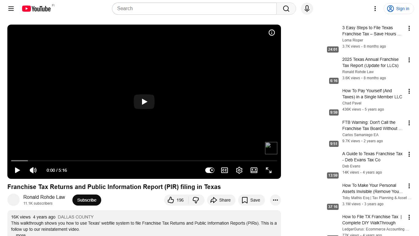 Franchise Tax Returns and Public Information Report (PIR) filing in Texas - YouTube