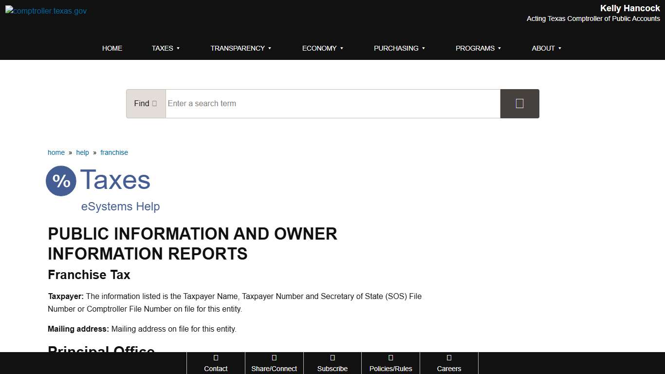 Public Information and Owner Information Reports