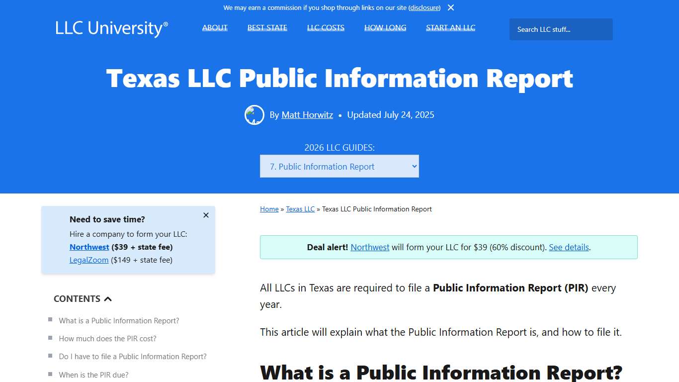 How to file Texas Public Information Report | LLC University®