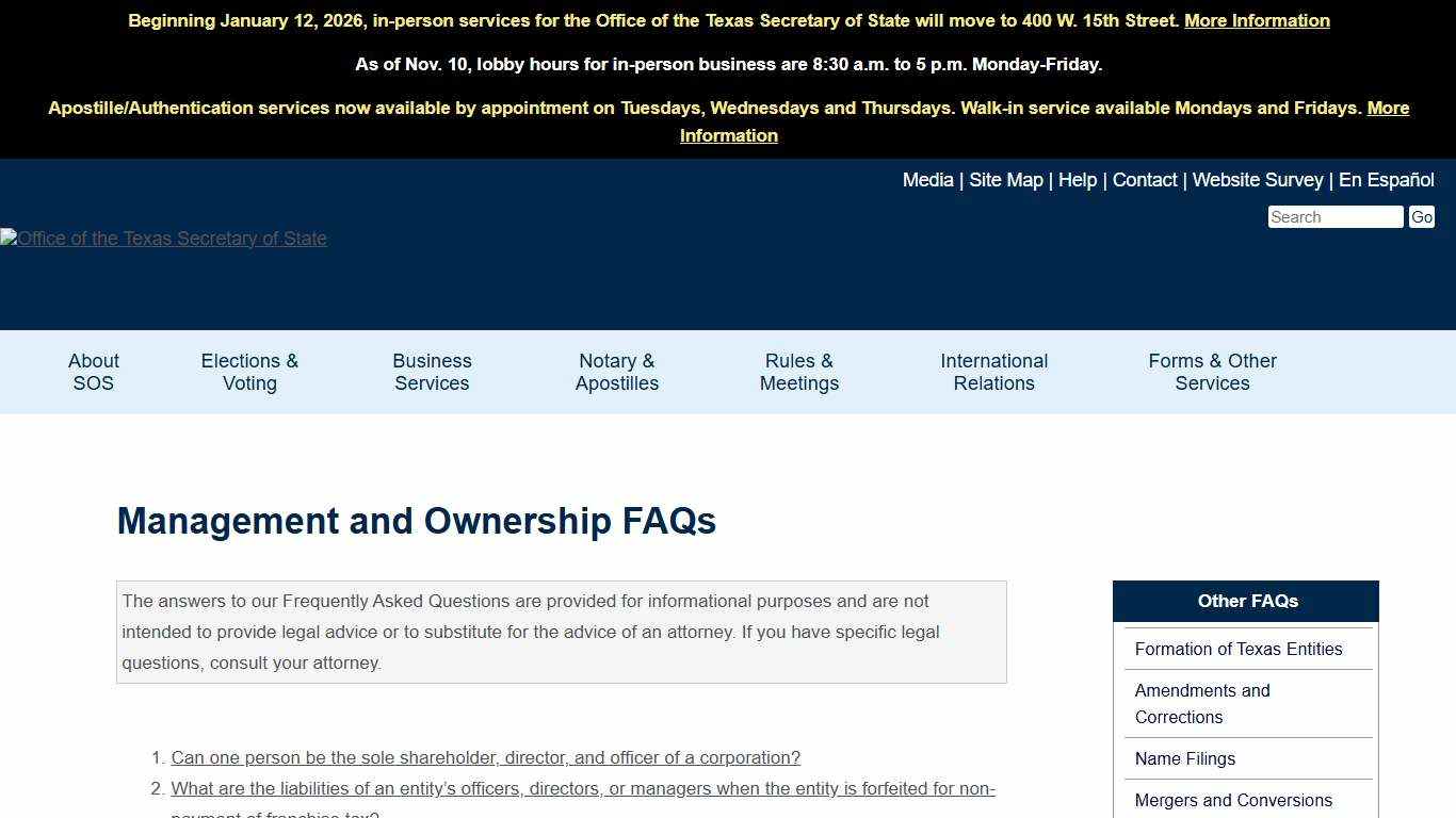 Management and Ownership FAQs